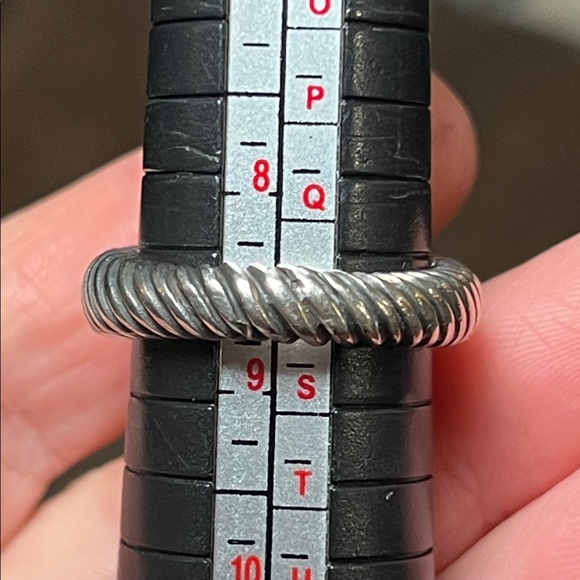 Vintage Faceted Sky Blue Topaz Sterling Silver 925 DY Style Cable Twist Ring - Picture 5 of 9